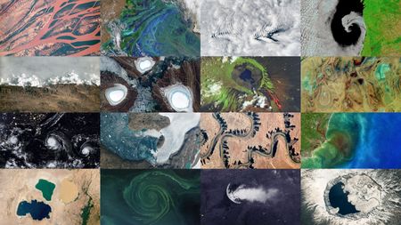 A composite image of various photos of planet Earth 168澳洲幸运10历史开奖查询 taken from space by satellites or astronauts.